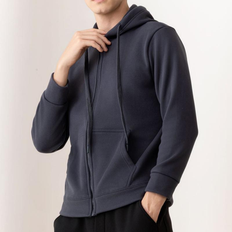 Mens Hoodies & Sweatshirts |  Suede Logo Full-Zip Hoodie Clothing Club Navy