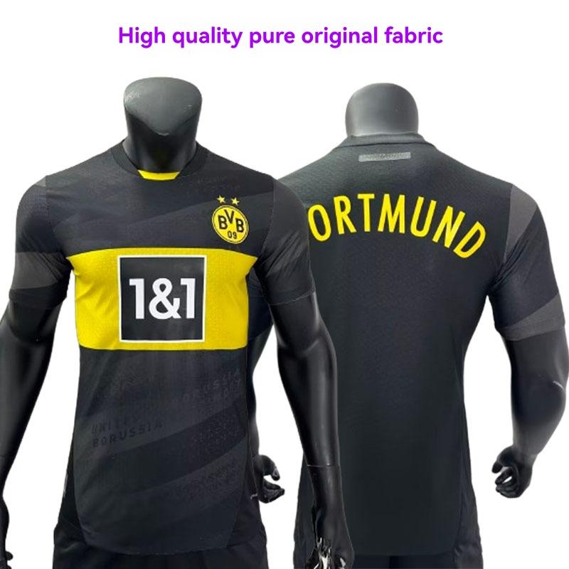 Mens T-Shirts & Tops |  Borussia Dortmund 24/25 Replica Away Soccer Jersey Clothing Black-Faster Yellow